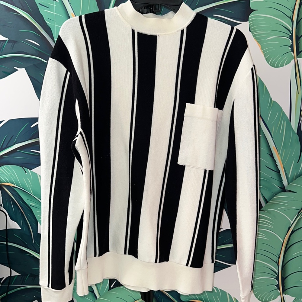 Zara striped mock neck long sleeve shirt